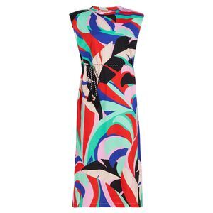 NWT FARM Rio Monstera T-Shirt Dress Midi Sundress in Colorful Monstera Pink XS